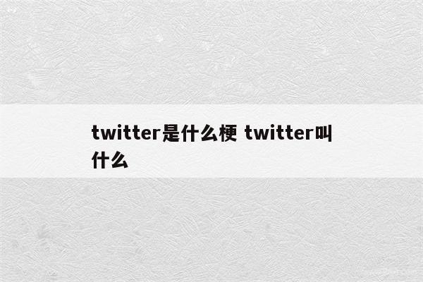 twitter是什么梗 twitter叫什么