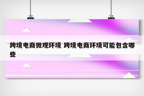 跨境电商微观环境 跨境电商环境可能包含哪些