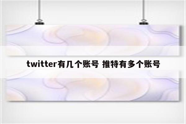 twitter有几个账号 推特有多个账号