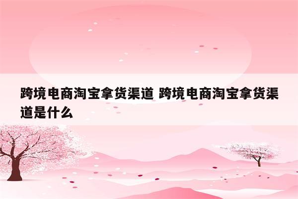跨境电商淘宝拿货渠道 跨境电商淘宝拿货渠道是什么