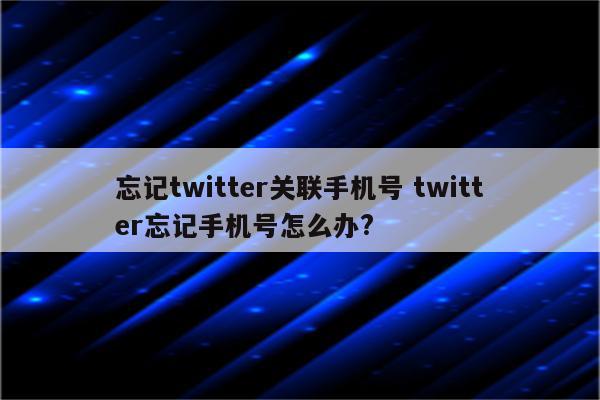 忘记twitter关联手机号 twitter忘记手机号怎么办?
