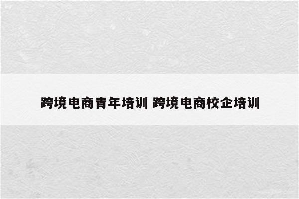 跨境电商青年培训 跨境电商校企培训