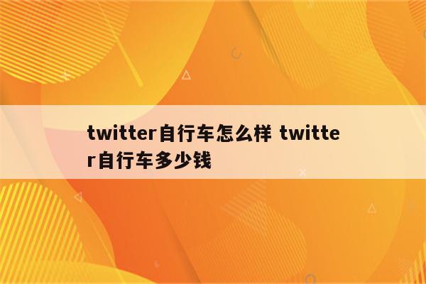twitter自行车怎么样 twitter自行车多少钱