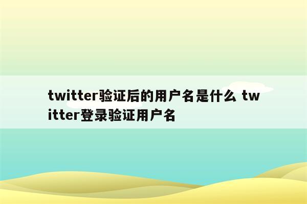 twitter验证后的用户名是什么 twitter登录验证用户名