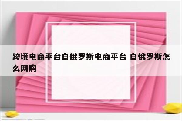 跨境电商平台白俄罗斯电商平台 白俄罗斯怎么网购