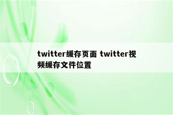 twitter缓存页面 twitter视频缓存文件位置
