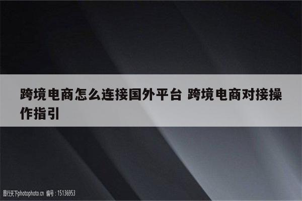 跨境电商怎么连接国外平台 跨境电商对接操作指引