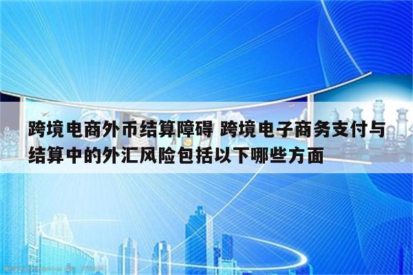 跨境电商外币结算障碍 跨境电子商务支付与结算中的外汇风险包括以下哪些方面