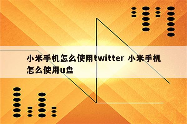 小米手机怎么使用twitter 小米手机怎么使用u盘