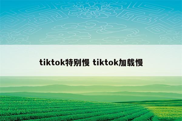 tiktok特别慢 tiktok加载慢