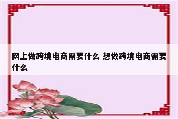 网上做跨境电商需要什么 想做跨境电商需要什么