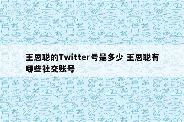 王思聪的Twitter号是多少 王思聪有哪些社交账号