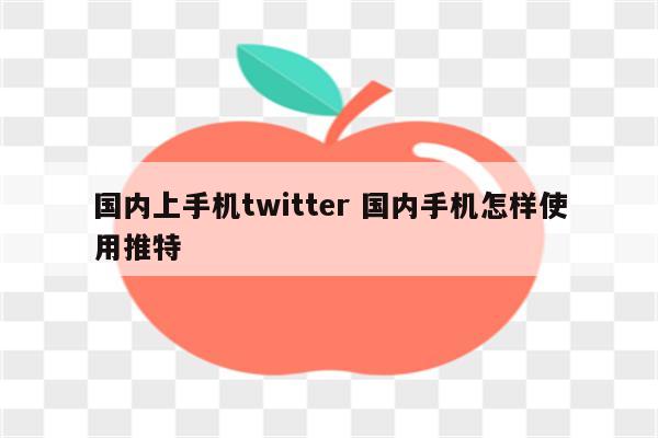 国内上手机twitter 国内手机怎样使用推特
