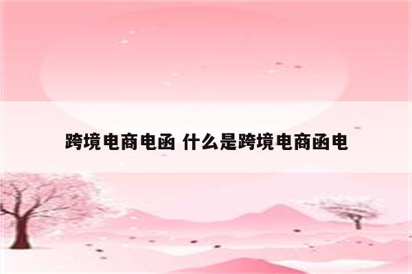 跨境电商电函 什么是跨境电商函电