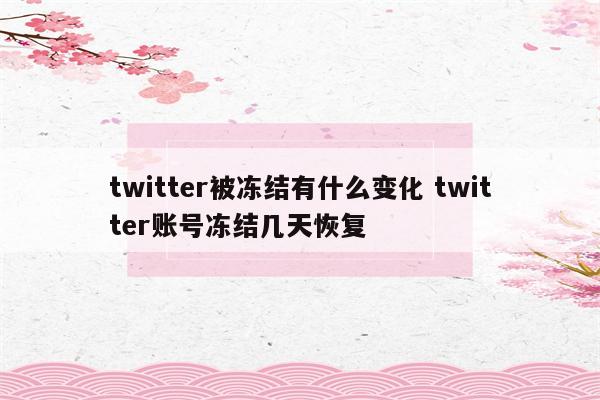 twitter被冻结有什么变化 twitter账号冻结几天恢复