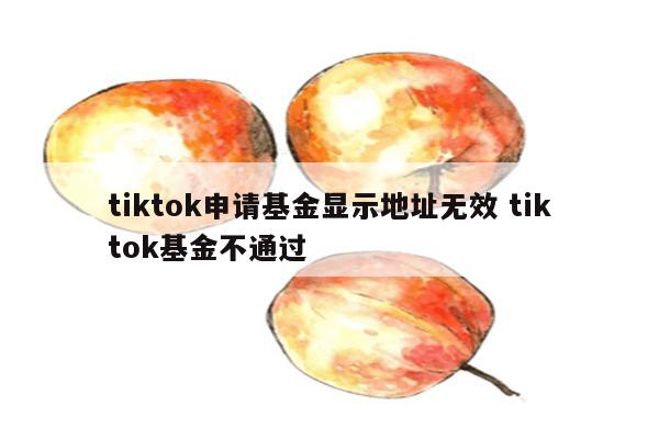 tiktok申请基金显示地址无效 tiktok基金不通过