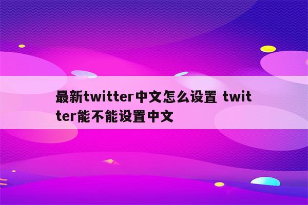 最新twitter中文怎么设置 twitter能不能设置中文