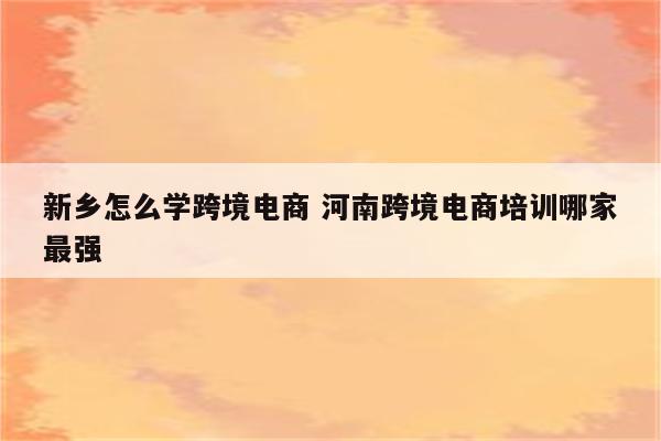 新乡怎么学跨境电商 河南跨境电商培训哪家最强
