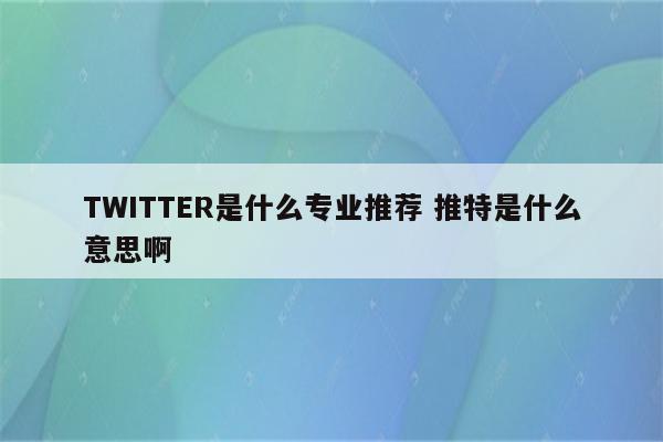 TWITTER是什么专业推荐 推特是什么意思啊