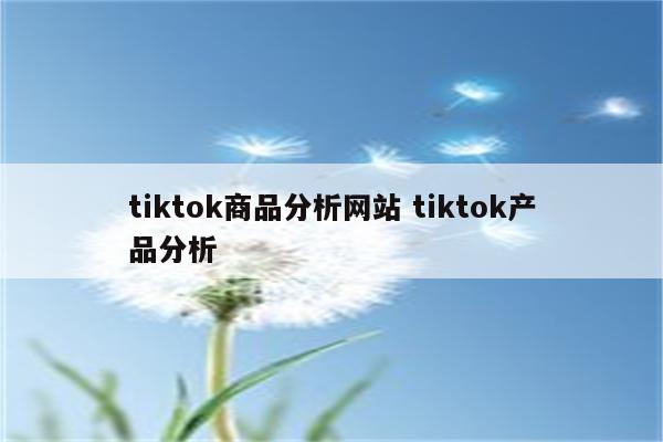 tiktok商品分析网站 tiktok产品分析