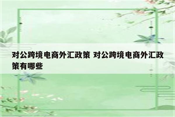 对公跨境电商外汇政策 对公跨境电商外汇政策有哪些
