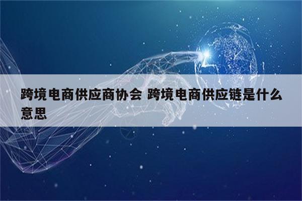 跨境电商供应商协会 跨境电商供应链是什么意思