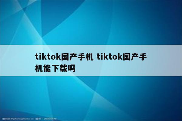 tiktok国产手机 tiktok国产手机能下载吗