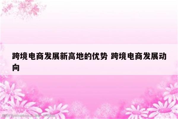 跨境电商发展新高地的优势 跨境电商发展动向