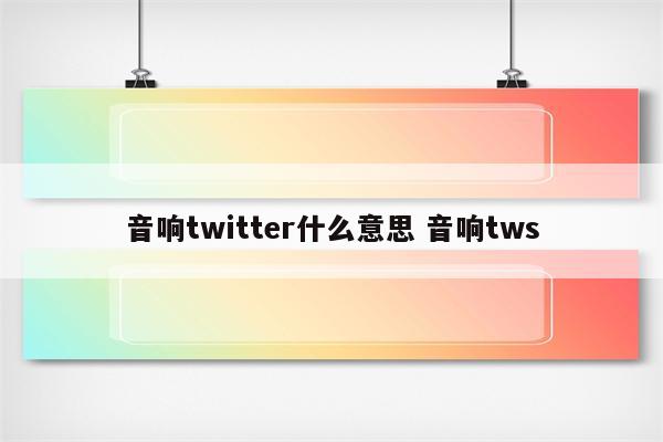 音响twitter什么意思 音响tws