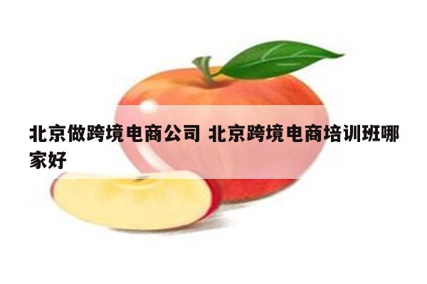 北京做跨境电商公司 北京跨境电商培训班哪家好