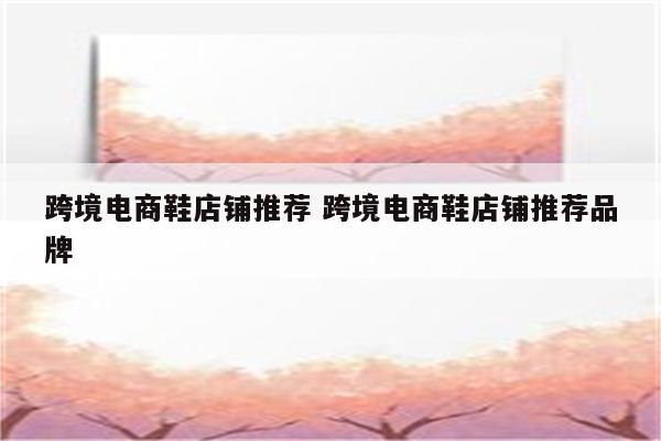跨境电商鞋店铺推荐 跨境电商鞋店铺推荐品牌
