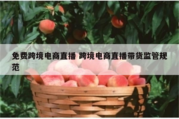 免费跨境电商直播 跨境电商直播带货监管规范