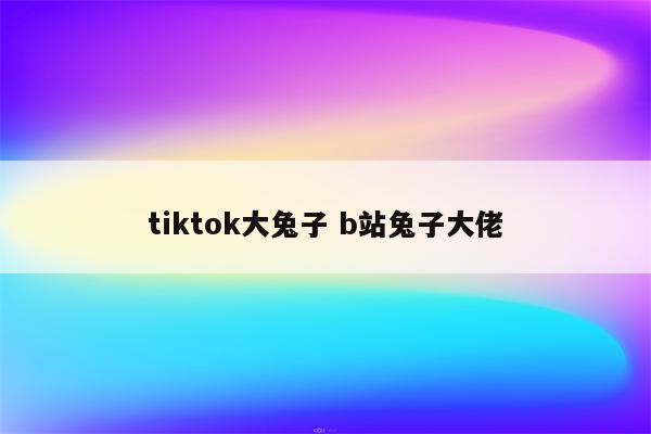 tiktok大兔子 b站兔子大佬