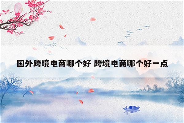 国外跨境电商哪个好 跨境电商哪个好一点