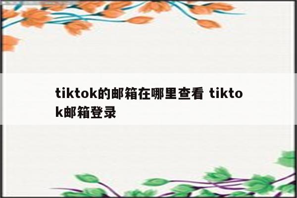 tiktok的邮箱在哪里查看 tiktok邮箱登录