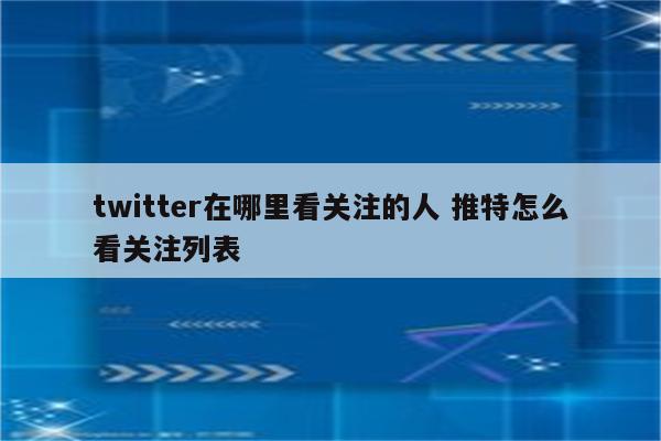 twitter在哪里看关注的人 推特怎么看关注列表