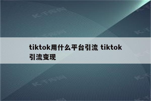 tiktok用什么平台引流 tiktok引流变现