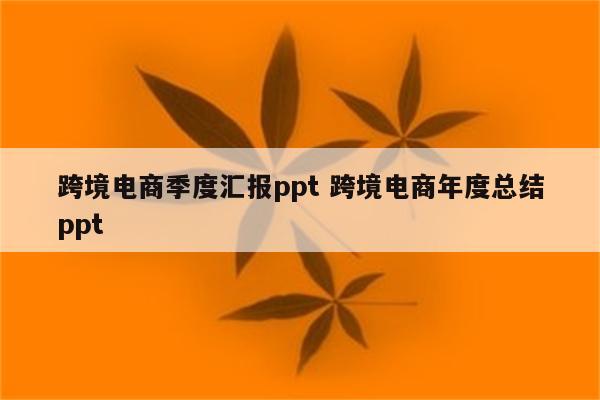 跨境电商季度汇报ppt 跨境电商年度总结ppt