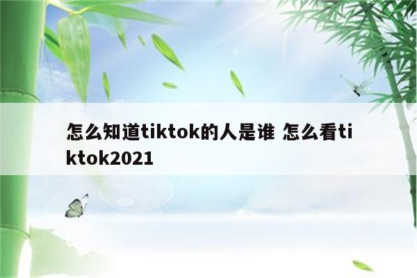怎么知道tiktok的人是谁 怎么看tiktok2021