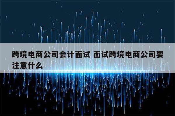 跨境电商公司会计面试 面试跨境电商公司要注意什么
