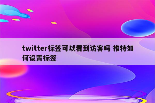 twitter标签可以看到访客吗 推特如何设置标签