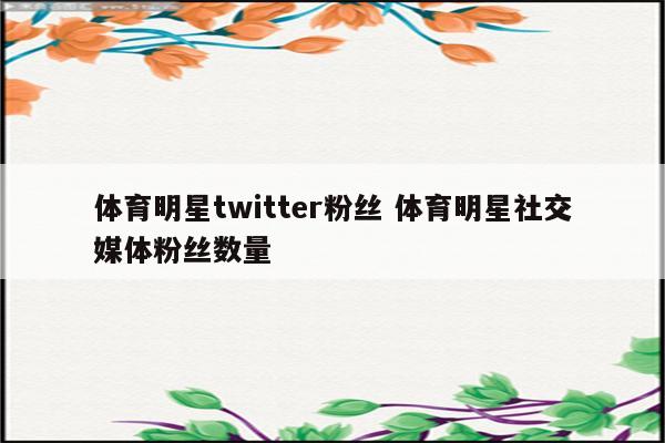 体育明星twitter粉丝 体育明星社交媒体粉丝数量