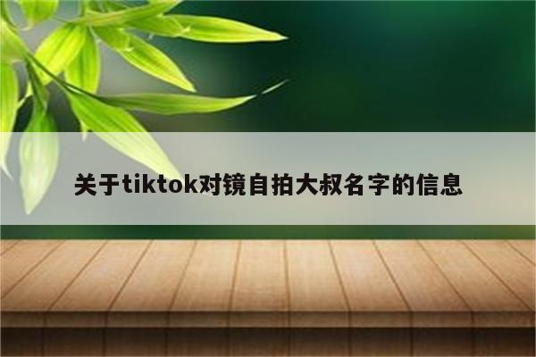 关于tiktok对镜自拍大叔名字的信息