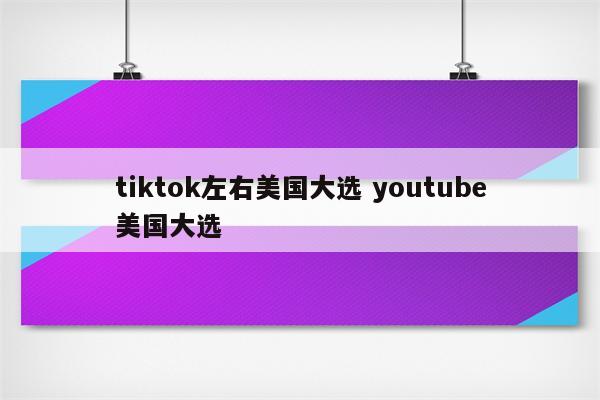 tiktok左右美国大选 youtube美国大选