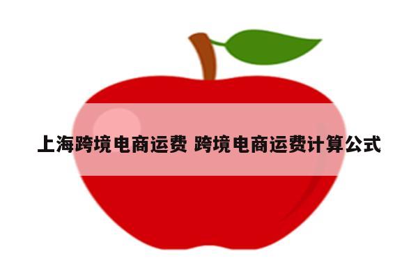 上海跨境电商运费 跨境电商运费计算公式