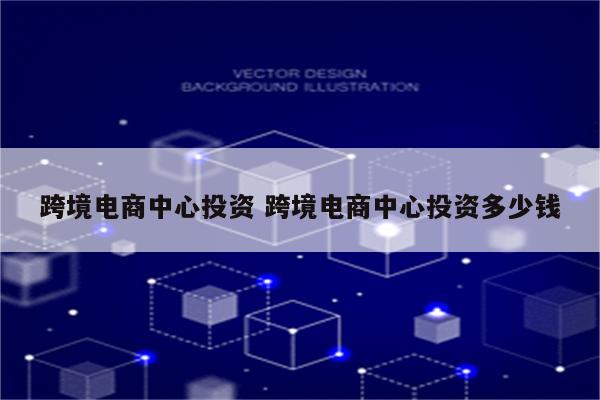 跨境电商中心投资 跨境电商中心投资多少钱