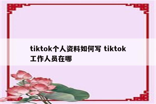 tiktok个人资料如何写 tiktok工作人员在哪