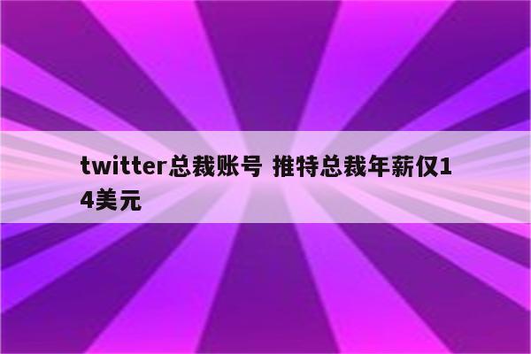 twitter总裁账号 推特总裁年薪仅14美元