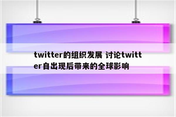 twitter的组织发展 讨论twitter自出现后带来的全球影响