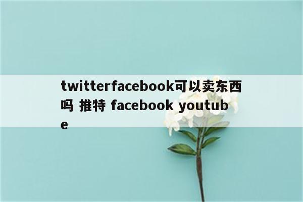 twitterfacebook可以卖东西吗 推特 facebook youtube
